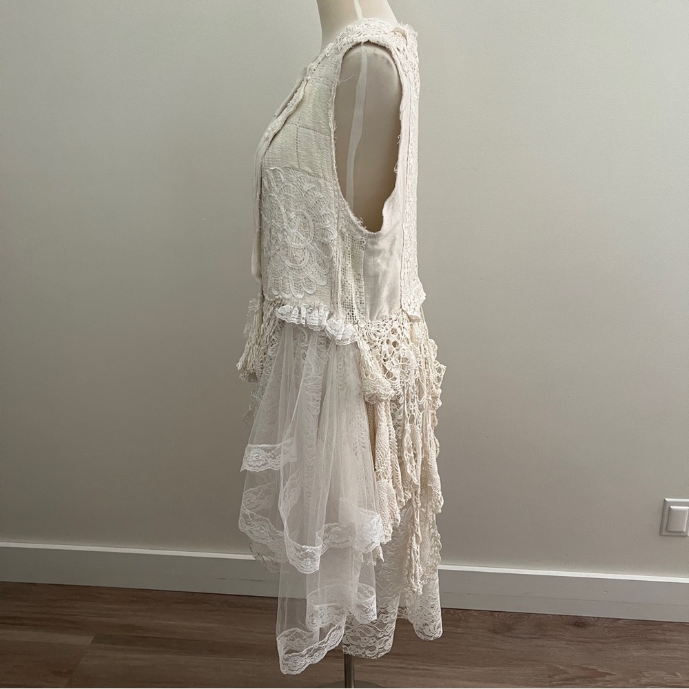 Handmade Wedding Dress White Lace Boho Fairycore Size L XL - Picture 5 of 16